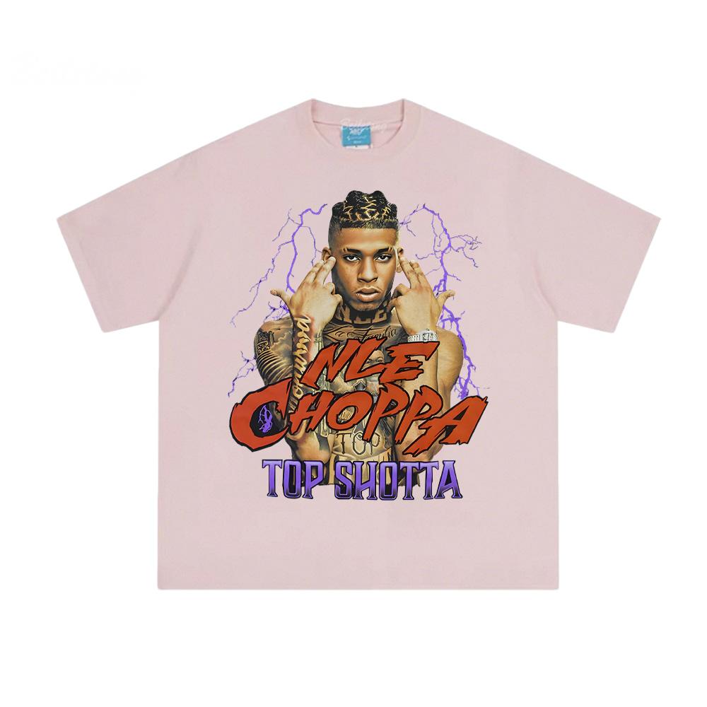 Футболка Top Shotta Хип-Хоп Nle The Great Такая же, как на сайте Футболка 100% Хлопок Летняя Хлопковая Футболка