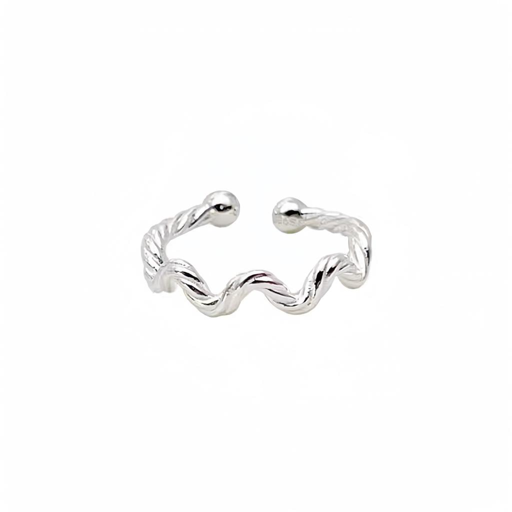 S925 Sterling Silver Ring Simple Bracelet Wave Open Ring Index Finger Ring Special-Interest Design Temperament Entry Lux Women's Ring