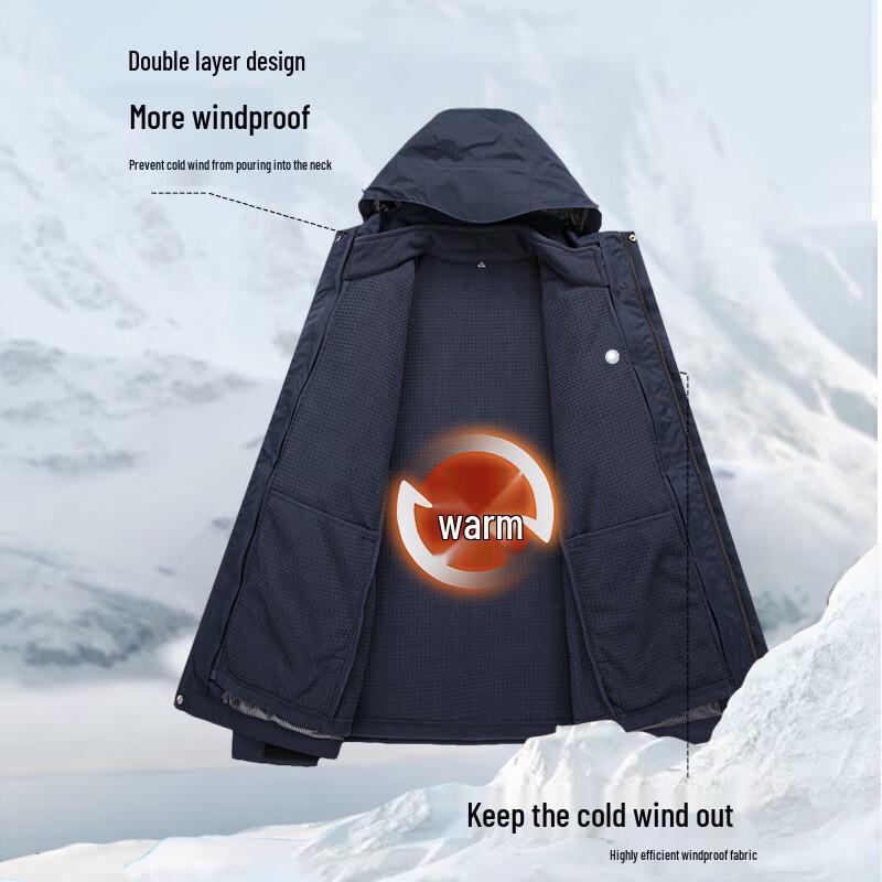 SHANSHAN Men's 3-in-1 Winter Detachable Hooded Fleece Jacket