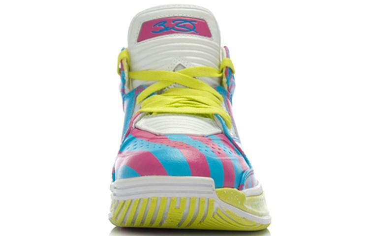 Li Ning WOW 2 Модные, нескользящие, износостойкие, с низким отскоком, низкие баскетбольные кроссовки для мужчин, сине-розово-белые, ABAH017-16