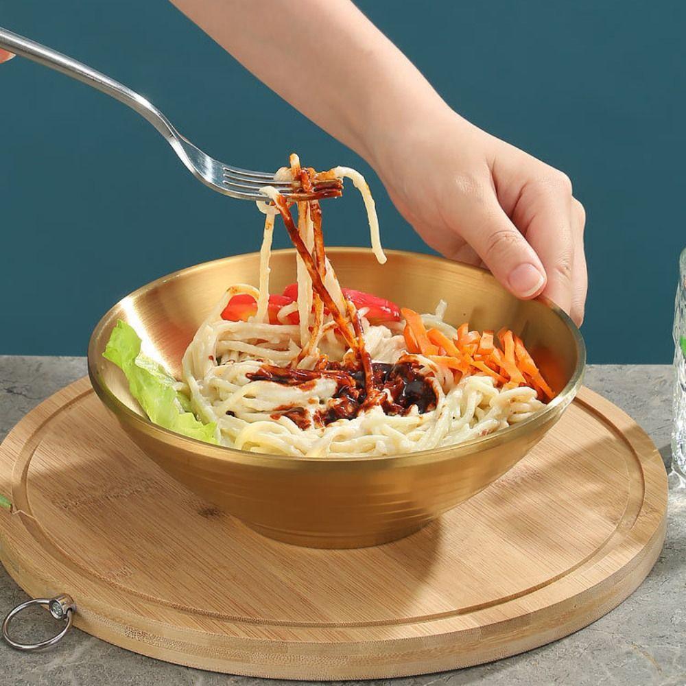 Heat Insulated Ramen Bowl Anti Fall Instant Noodles Bowl 304 Stainless Steel Bowl Cold Noodles