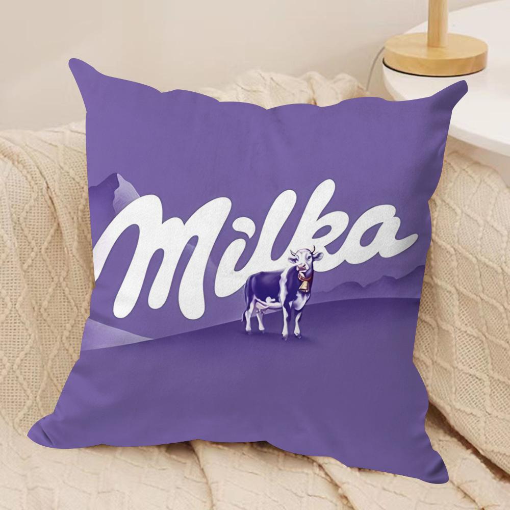 Funny mMilka Purple Cushion Cover Short plush Doublesided Print Square Throw Pillow Covers Sofa Home Cushion Decor