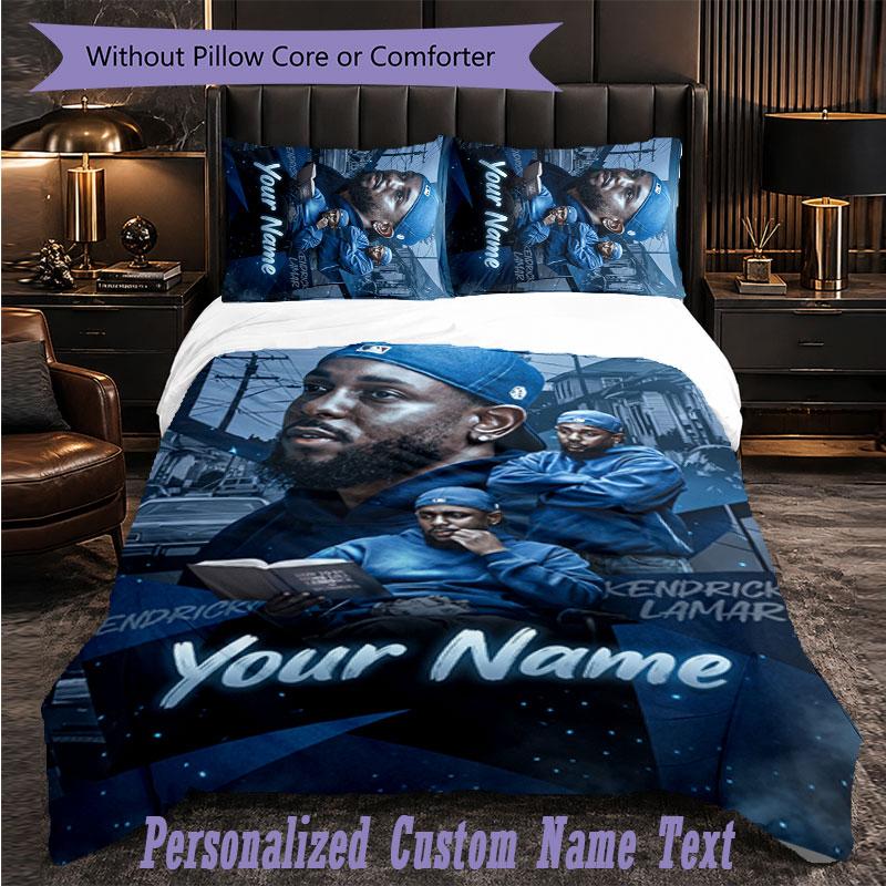 Personalized 3Pcs Bedding SetKendrick Lamar Custom Text Duvet Cover Pillowcase Set Bedroom Gift