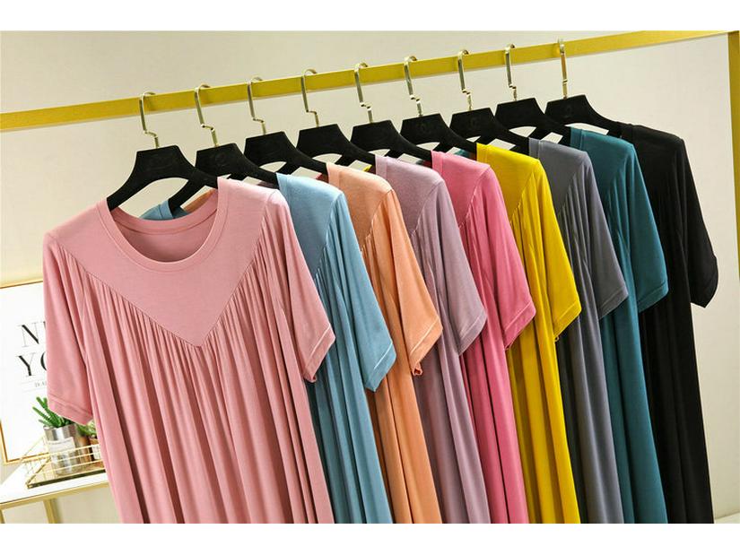 Женская ночная сорочка А-силуэта с плиссировкой больших размеров - Летняя модальная