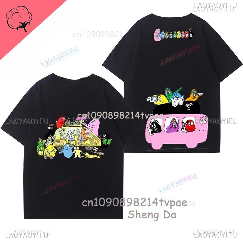 Children T Shirt Barbapapa Cartoon Clothes Boys Girls 100 Cotton Crewneck Casual Kawaii Cute Tee Camisa Printed Shirt