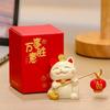 Cartoon Maneki Neko Miniature Figure Resin New Years Decor Lucky Cat Figurines  Desktop Ornament