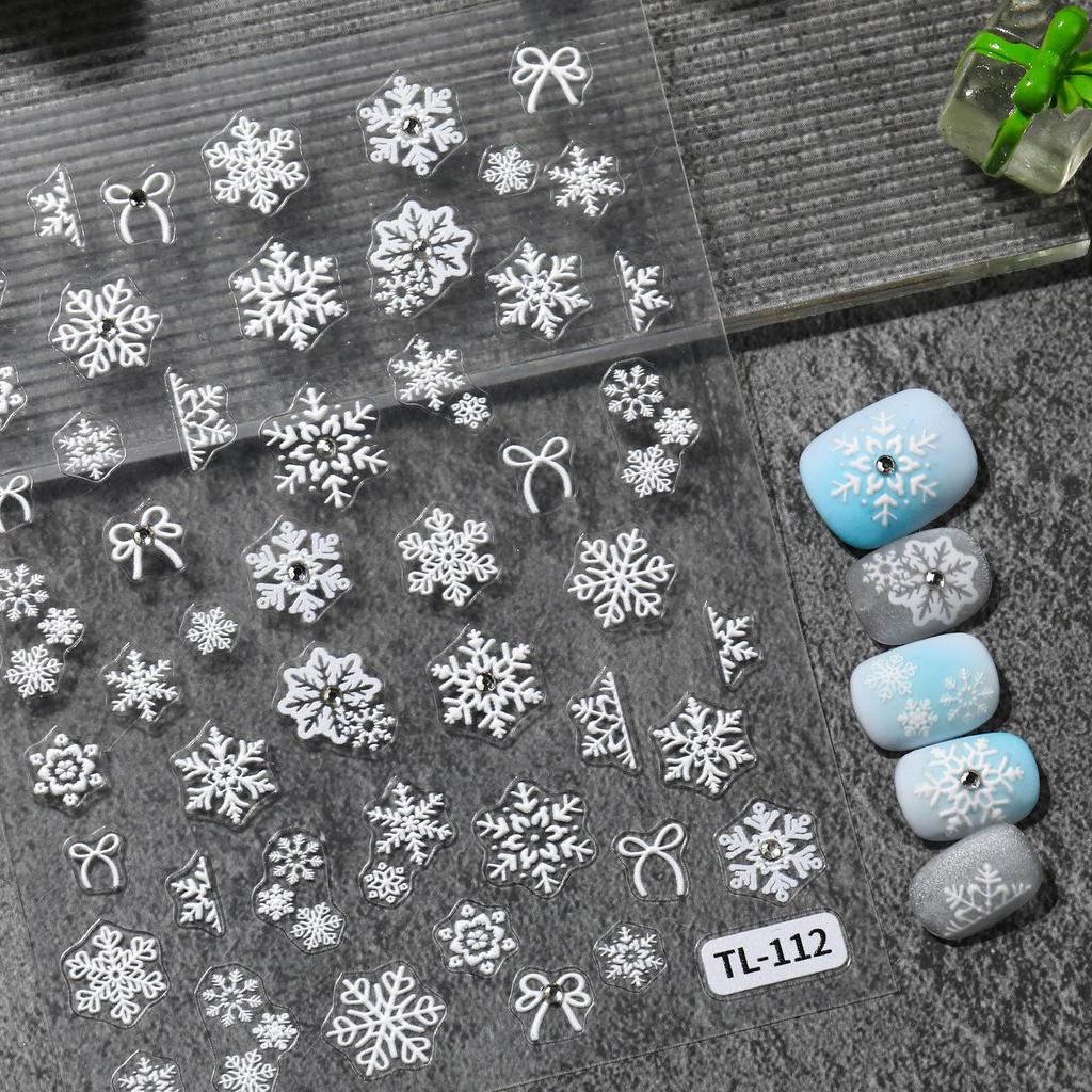 Кристальные Алмазные 5D Рельефные Наклейки для Ногтей «Ледяная Синяя Снежинка» - Зимние DIY Украшения
