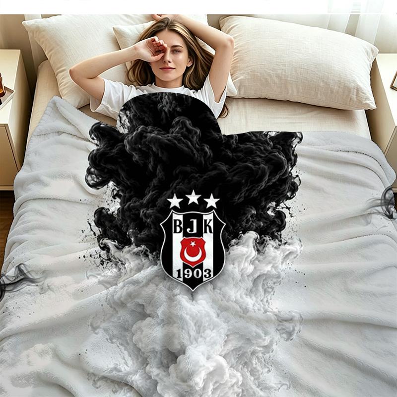 BJK Besiktas Print Flannel Blanket High Quality Warm Comfortable Cover for All Seasons Perfect for Gifts Home Decor