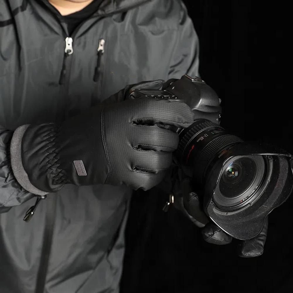 Soft Male Anti-cold Mittens Drawstring Rope Waterproof Mittens Skiing Gloves Outdoor