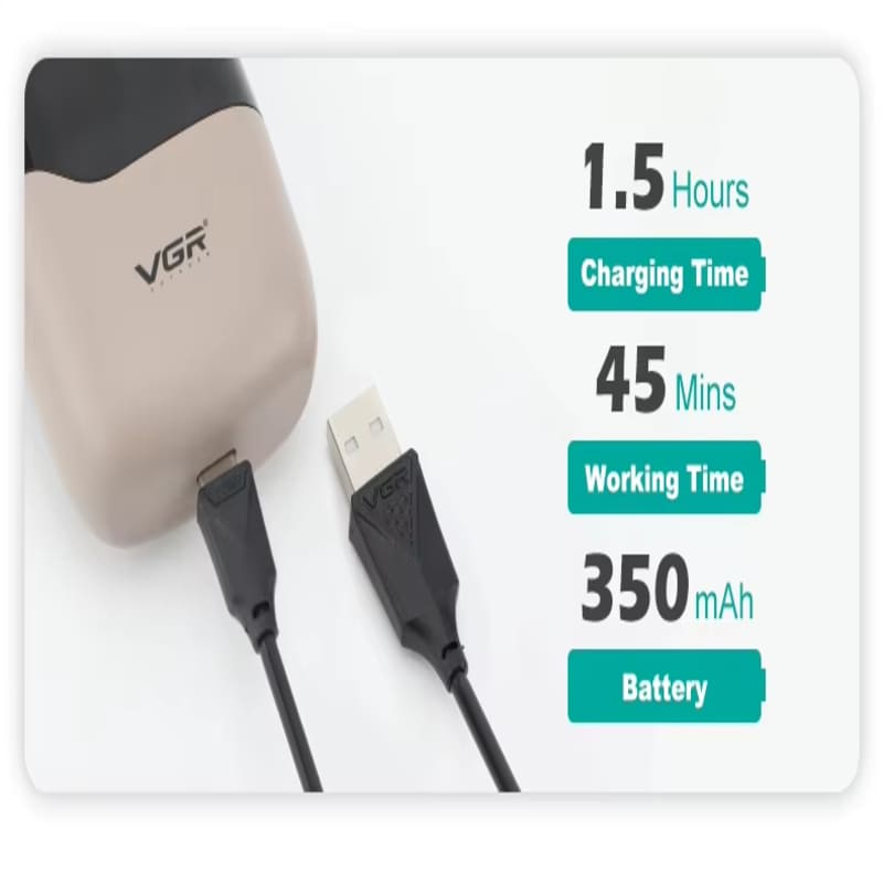 VGR Электробритва Плавающая Двойное лезвие Перезаряжаемая Сетевая Двойного использования Моющаяся Дорожная Портативная Универсальное напряжение Мужская Бритва для висков