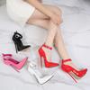 Модный дизайн 16 см Унисекс Высокие каблуки Ремешок на щиколотке Сексуальные красные внутри Фетиш Стилетто Ремешок на подъеме Настраиваемые туфли-лодочки Большой размер 46
