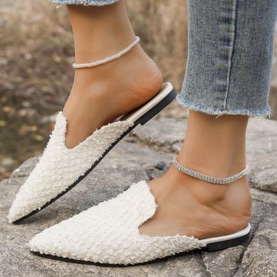 Женские шлепанцы баотоу весна новые остроносые с глубоким вырезом замшевые на мягкой подошве противоскользящие износостойкие туфли на плоской подошве