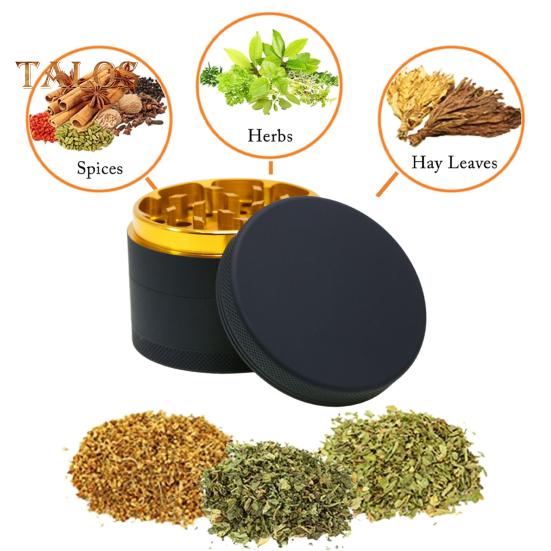 Spice Grinder Manual Food Grade Anti-crack Round Aluminum Alloy Labor-saving Better Tightness Easy Molding Process Sharp Cutting Teeth Strong