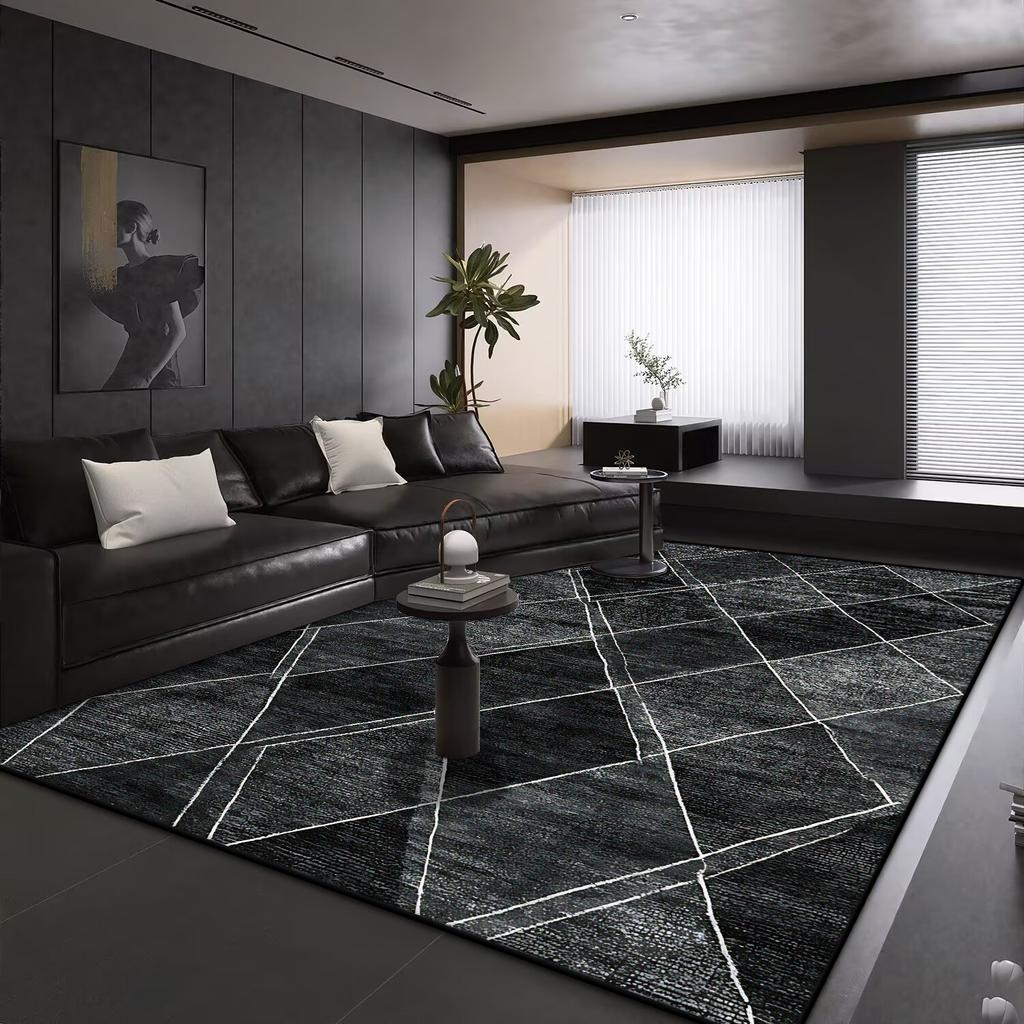 Modern Geometry Large Living Room Carpet Black Decoration Home Carpets Non-slip Rugs for Bedroom Decor Lounge Sofa Floor Mat