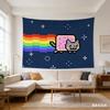 1 шт. Гобелен Nyan Cat, Пиксельный Радужный Кот Настенный Декор, Полиэстер 2D Печать, Ретро Мем Декор Для Спальни, Подарок