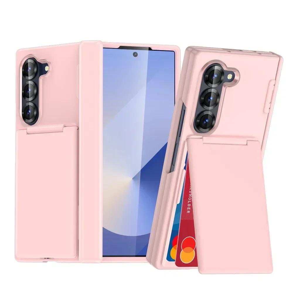 Роскошный чехол-книжка с подставкой для Samsung Galaxy Z Fold 7 6 Fold7 Fold6 5G, складной кронштейн, матовая крышка с держателем для карт