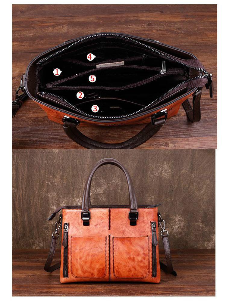 Johnature Retro Woman's Handbag Hand Painted Genuine Leather Women Shoulder Bags Leisure Floral Cowhide Messenger Bag