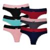 Women G-string Soft Lingerie Low Rise Panty Thong Panties Cotton Solid Color Underwear Sexy Fashion Underpants 6 Pcs/lot