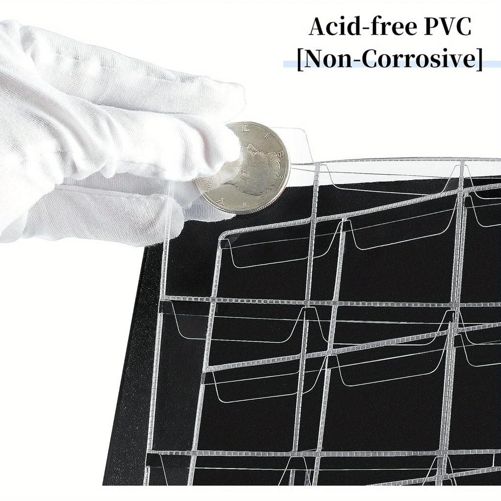 Альбом для коллекции монет из ПВХ на 120 карманов с прозрачными пластиковыми страницами и темно-синей обложкой - Книга-холдер для монет повышенной прочности