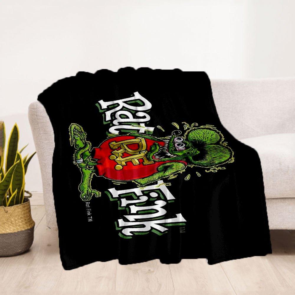 Rat Fink Classic T-Shirt - GreenBlanket Flannel Throw Blanket for Sofa, Bed, Travel, Camping, Office, Couch, Chair, And Bed Gift for Christm
