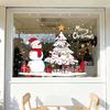 Christmas Decoration Scene, Christmas Snowman, Store Window Display, Window Sticker, Static Sticker, Glass Door, Christmas Tree
