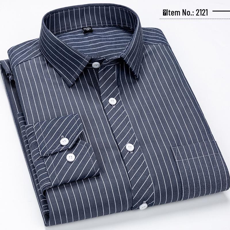 Men's Business Casual Striped Long-Sleeve Shirt - Simple and Fashionable