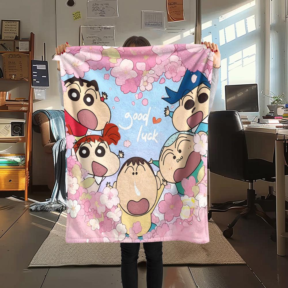 Crayon Shin‑chan Flannel Blanket, High quality Comfortable for All Seasons, Home Decor, Warmth and Comfort