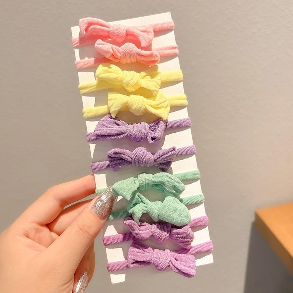 10pcs Soft Elastic Children Bowknot Hair Ties High Elasticity Bow Hair Scrunchies For Little Girls