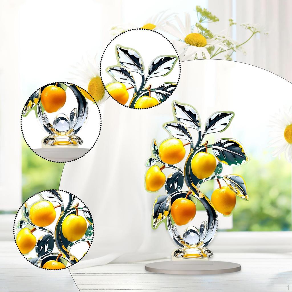 2D Acrylic Lemon Tree Ornament Centerpiece Gift Tabletop Decor, Home Decoration for Living Room