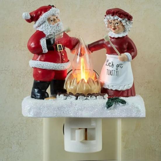 Christmas Campfire Flickering Night Light 3D LED Small Electric Light with Faux Flicker Flame for Holiday Indoor Decorations