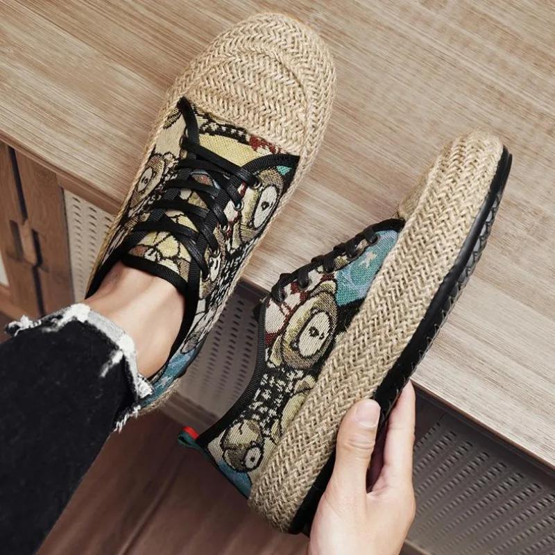 Эспадрильи Мужская обувь Мода 2024 Плоские кроссовки Дышащие Размер 45 Элегантная повседневная обувь для мужчин Корейский стиль Предложение Обувь 44