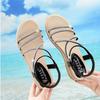 Fashion Woman Shoes Black Roman Style Open Toe Sandals for Women Diamond Flat Rubber 2025 Trending Original Vip Sales Designer Luxury