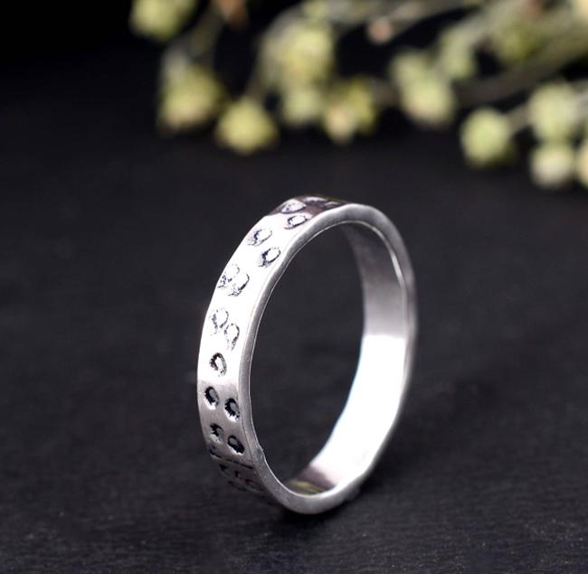 Dainty Hammered Silver Stacking Ring | Textured Minimalist Band | Rustic Handmade Wedding Ring | Everyday Simple Sterling Silver Gift