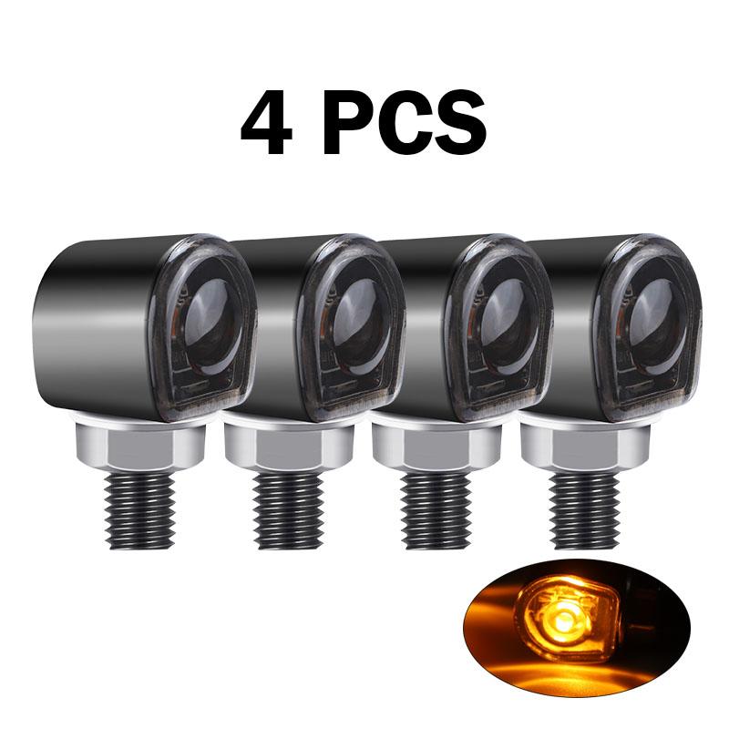 2/4pcs Aluminium Mini Led Motorcycle Turn Signal Light Black/Chrome Flashing Light Signal Lamp Clignotant Moto for Dirt Bike 12V