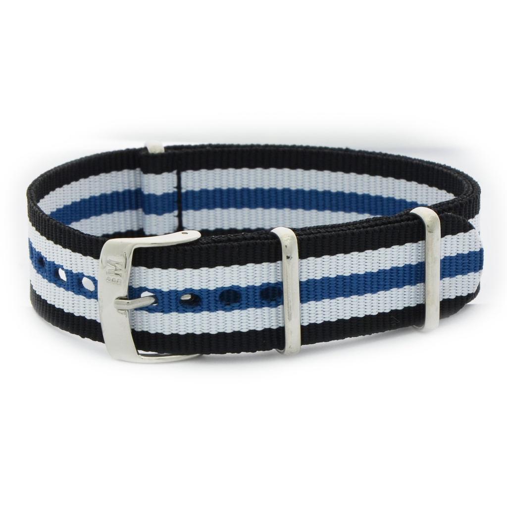 MORELLATO Nylon Watch Strap BAND Band 18mm Replacement Tool Included Imported U3972A74818018M Black/White/Blue [Regular Product]