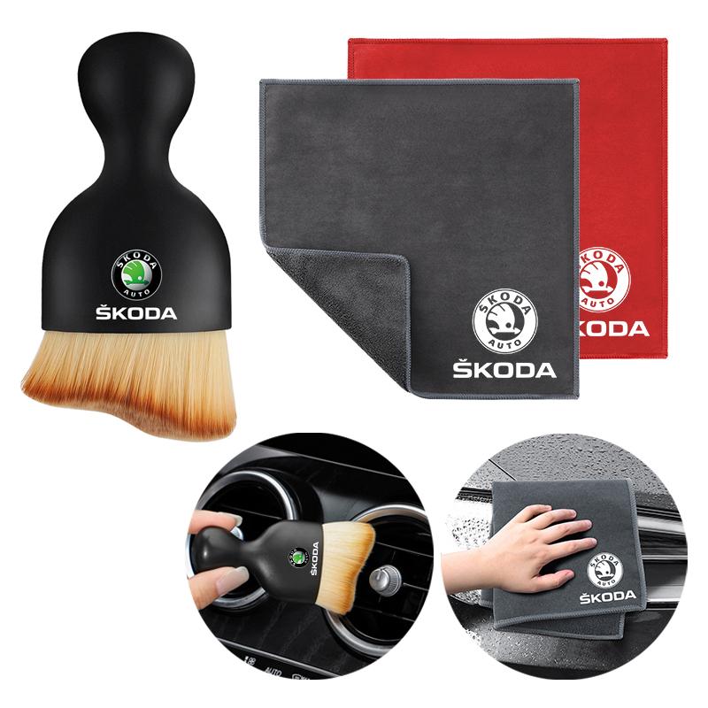 ZPMG6 Car Cleaning Soft Brush Tool Dust Remover Double-sided Car Cleaning Cloth For Skoda Octavia SUPERB RAPID KAROQ FABIA