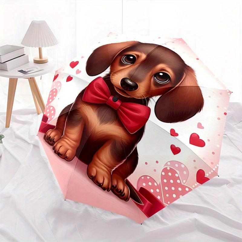 Dachshund, Valentine Theme 8 Bone Hand Automatic Folding Fashion umbrella, Compact and Portable Design, A Perfect Gift for Birthday, Christm