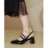 Baotou Sandals Women's Summer French Mary Jane Shoes 2025 New One-word Strap High Heels Thick Heel Square Head Single Shoes