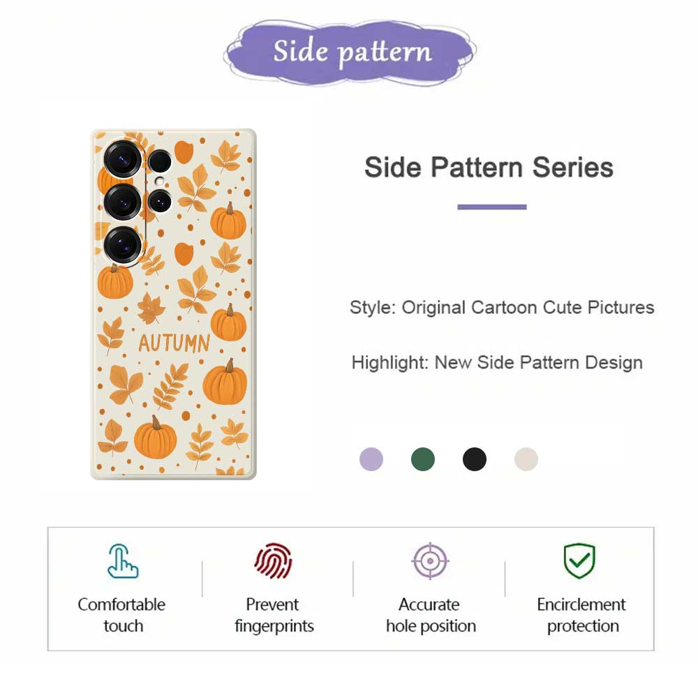For Samsung Galaxy S25 Ultra Case Autumn Theme Pattern Printing Straight Edge TPU Phone Back Cover