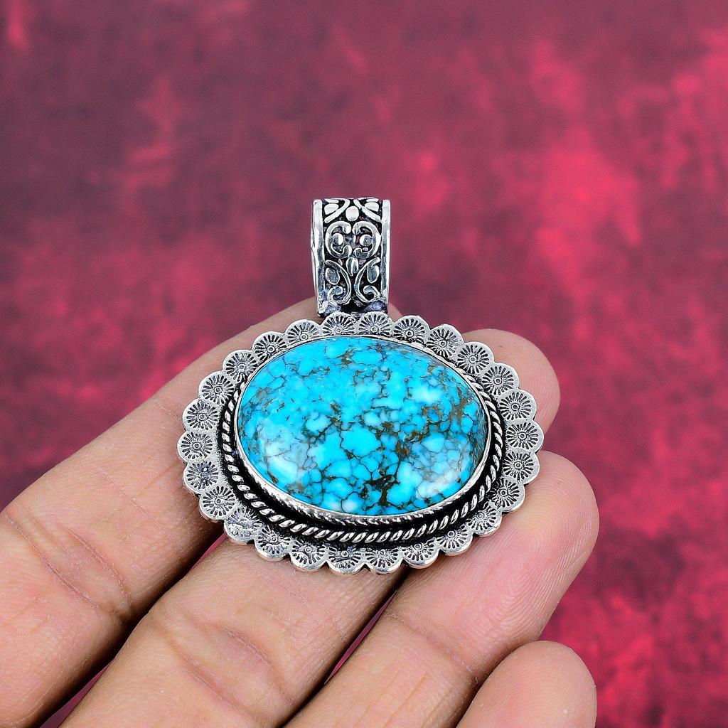 Подвеска из тибетской бирюзы, ювелирное изделие из цельного серебра 925 пробы с драгоценными камнями, подвеска ручной работы, на День благодарения