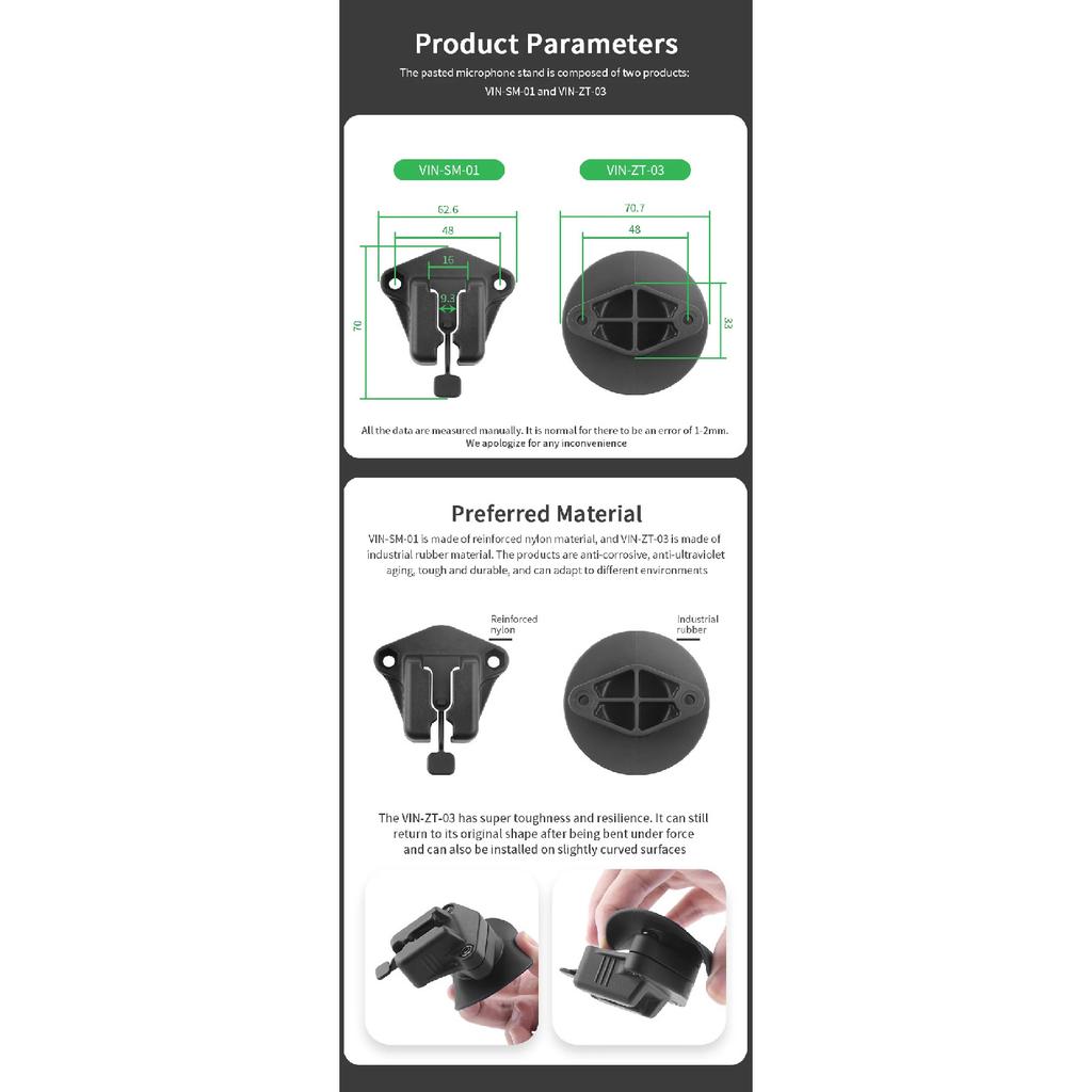 VIN Universal Quick-Release Microphone Holder Receiver Base, Locking Face Plate & Diamond Belt Clip for Hand Mic  VIN-SM-01