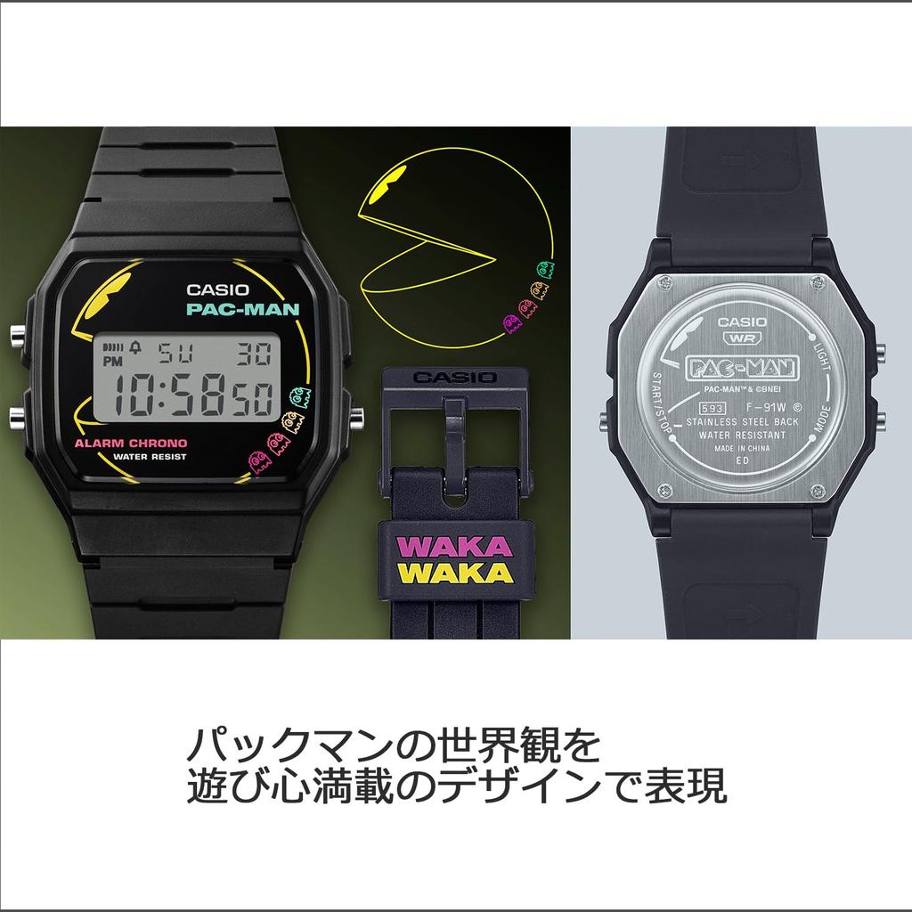 Casio Watch Casio Classic [] PAC-MAN Collaboration Model Biomass Plastic F-91WPC-1AJR Men's Black