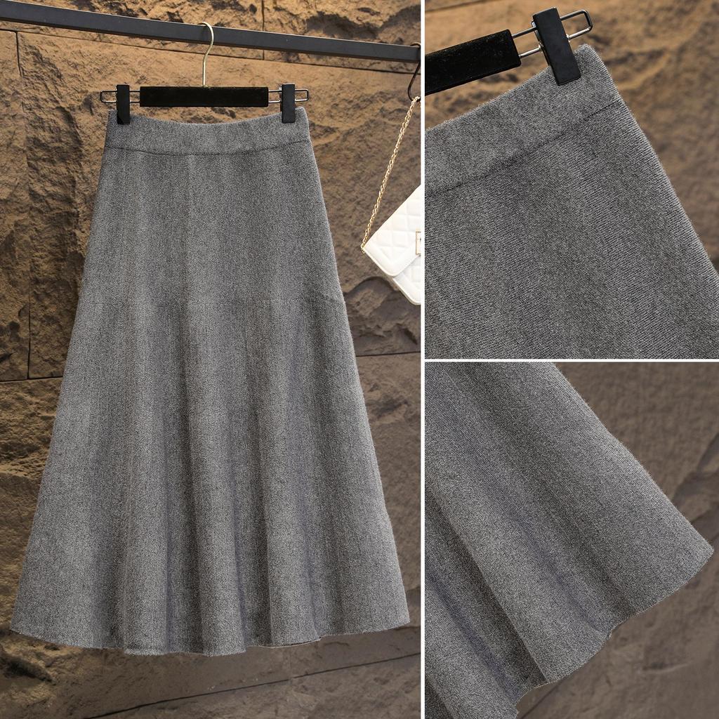 Большой размер Женская зимняя новая модель утягивающая юбка для живота и вяжущая юбка Fat Mm уменьшающая возраст средней длины юбка-зонтик большого размера