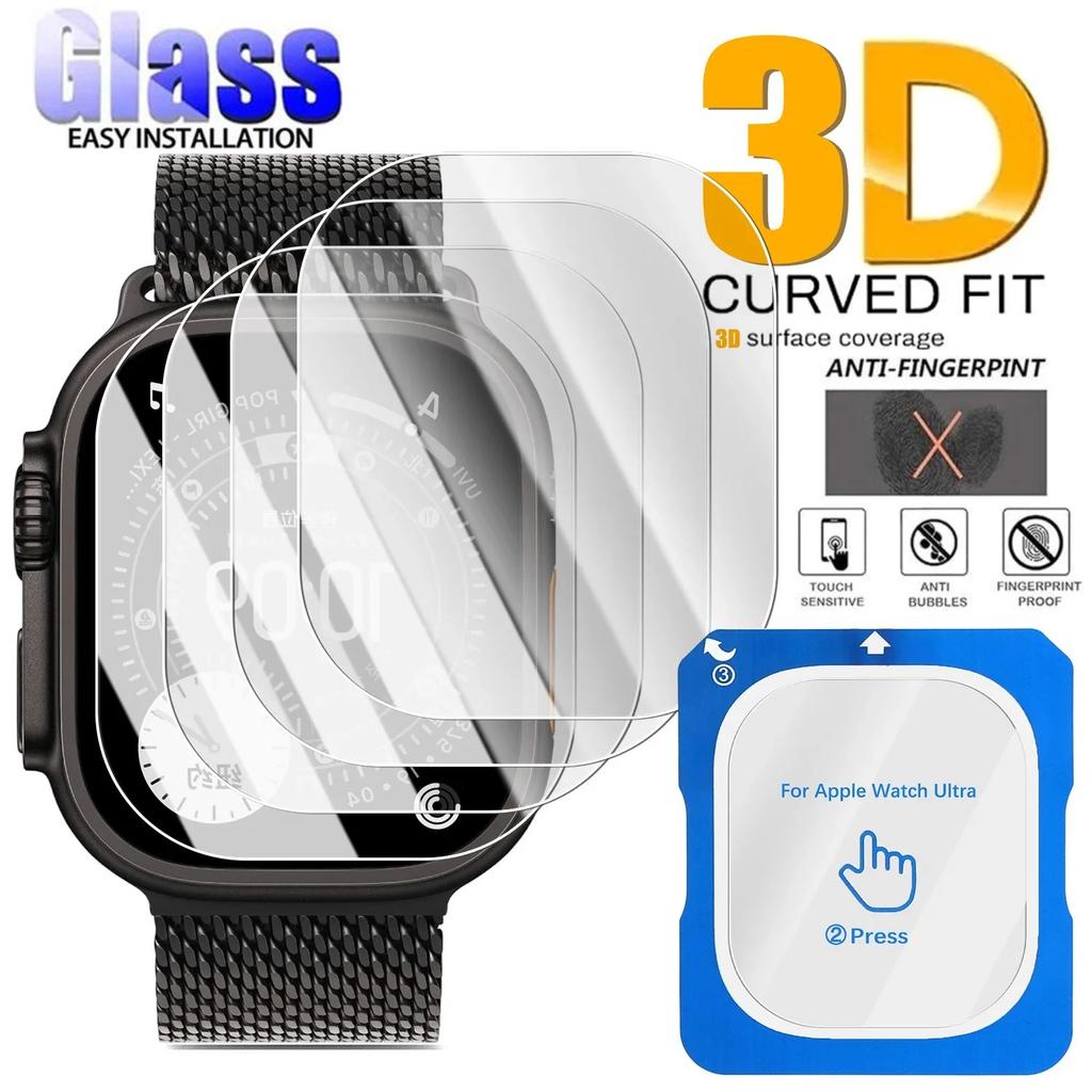 Tempered Glass Film Quick Pasting For Apple Watch Ultra 3/2/1 49mm Easy To Install Screen Glass Protective Film Ultra 3-2-1 49mm