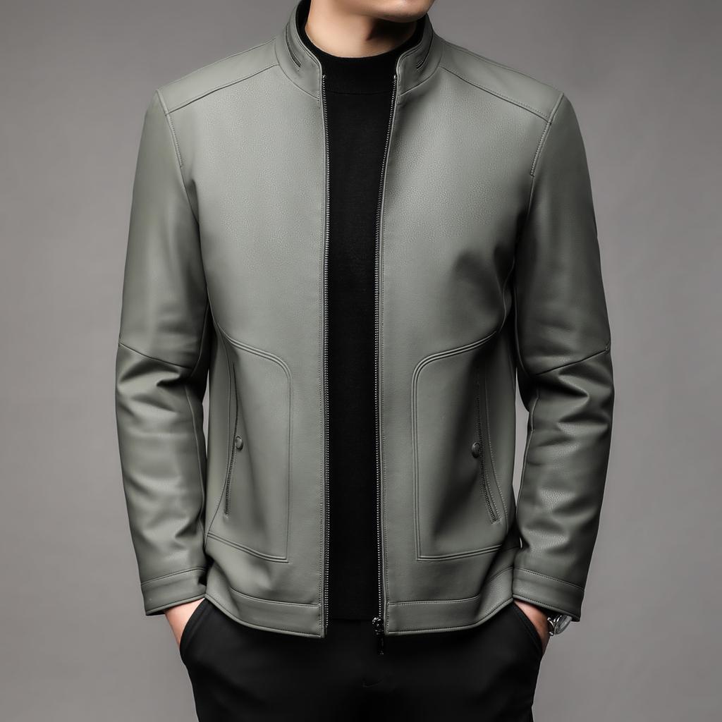 Осенняя флисовая кожаная куртка для мужчин среднего возраста больших размеров с отворотами, кожаная куртка для папы, куртка