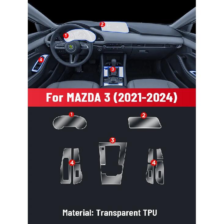 Anti-scratch Car Interior Center Console Media Dashboard Navigation TPU Protector Film For MAZDA 3 AXELA -2024 Sticker