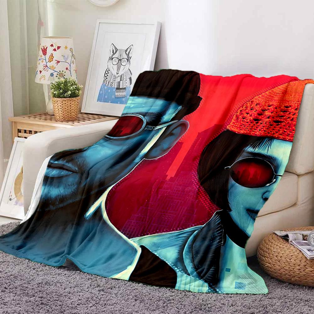 1Pc Cyberpunk Fashion Flannel Blanket, Soft And Comfortable, Casual Warm, Camping Travel, Christmas, Halloween Xmas Gift N157