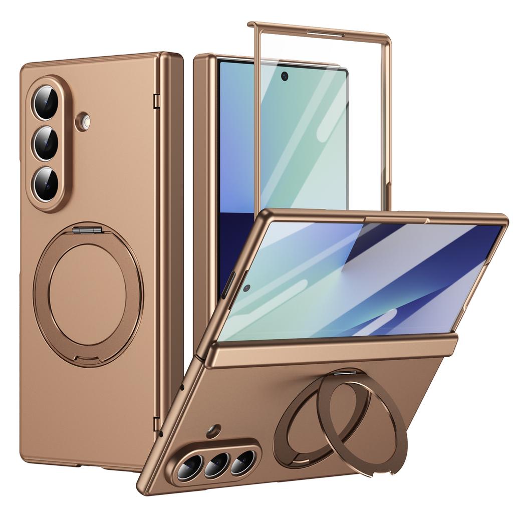 Ультратонкая магнитная крышка для Samsung Galaxy Z Fold 7/6/5 Многофункциональная вращающаяся на 360° подставка со стеклянным защитным экраном