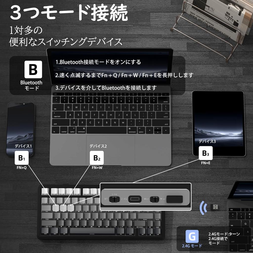 ATTACK SHARK Механическая беспроводная игровая клавиатура X85 с PBT-печатаюшими BT-линейными клавишами для MAC, 75%, ручки, кейкапы, 5.1/2.4 ГГц/USB-C проводное, Hot-Swap,