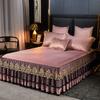 Luxury European Style Bedspread Lace Bed Skirt Solid Color Embroidery Thickened Protective Cover Queen King Size Bed Sheet Set